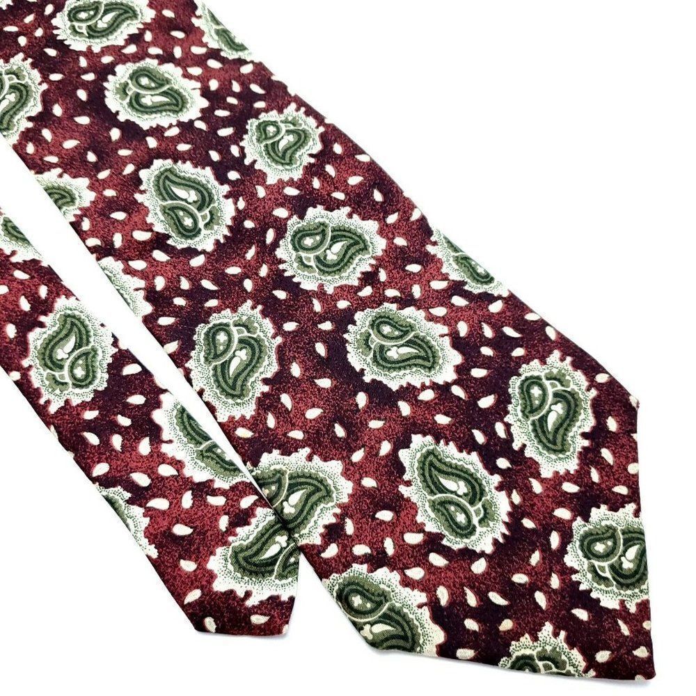 Joseph Abboud Silk Tie Print Brownish Red‎ Floral Paisley Wide